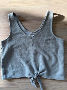 Madewell Taupe Ribbed Knot-Front Tank